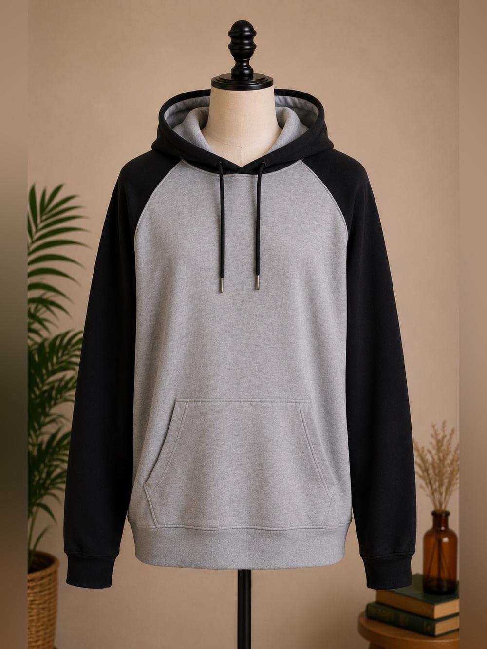 CSG Gray & Black Colorblock Pullover Hoodie Men’s Medium